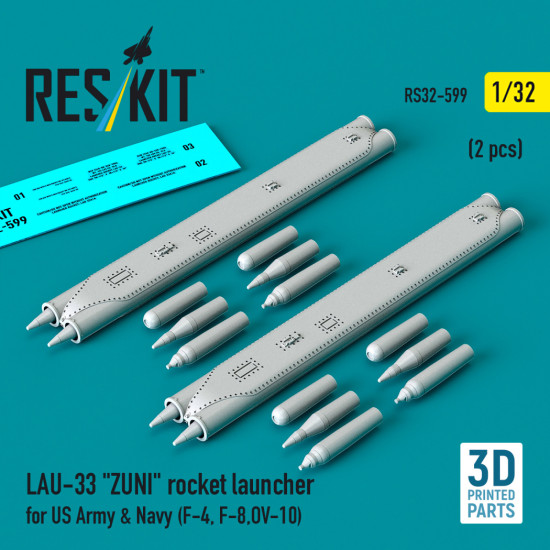 Reskit Rs32-0599 1/32 Lau-33 Zuni Rocket Launcher For Us Army And Navy 2 Pcs Reskit Rs32-0599 1/32 Lau-33 Zuni Rocket Launcher For Us Army And Navy 2 Pcs