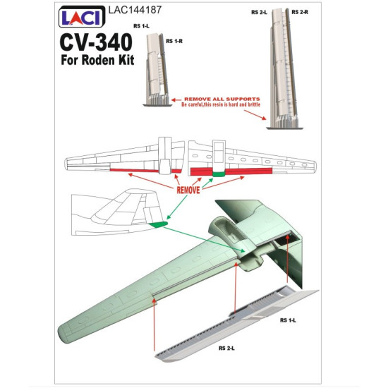 Laci 144187 1/144 Convair Cv 340 Landing Flaps Roden Kit Aircraft Accessories Laci 144187 1/144 Convair Cv 340 Landing Flaps Roden Kit Aircraft Accessories