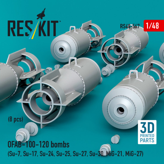 Reskit Rs48-0567 1/48 Ofab-100-120 Bombs 8 Pcs Resin Kit