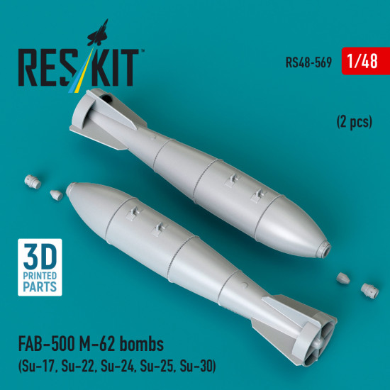 Reskit Rs48-0569 1/48 Fab-500 M-62 Bombs 2 Pcs Su-17, Su-22, Su-24, Su-25, Su-30