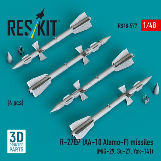 Reskit Rs48-0577 1/48 R-27ep Aa-10 Alamo-f Missiles 4 Pcs Reskit Rs48-0577 1/48 R-27ep Aa-10 Alamo-f Missiles 4 Pcs