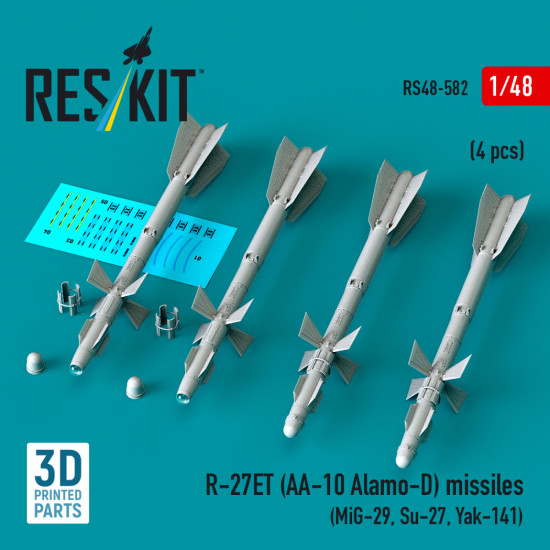 Reskit Rs48-0582 1/48 R-27et Aa-10 Alamo-d Missiles 4 Pcs