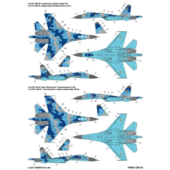 Foxbot 72-076 1/72 Ukrainian Su-27 And Su-27ub With Flora Camouflage For Airfix Hasegawa Heller Icm Trumpeter Kits