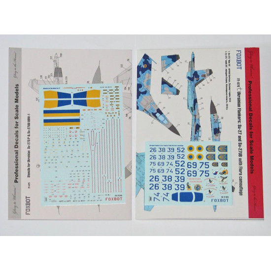 Foxbot 72-076t 1/72 Ukrainian Su-27 And Su-27ub With Flora Camouflage And Stencils 72-075 For Airfix Hasegawa Heller Icm Trumpeter Kits Foxbot 72-076t 1/72 Ukrainian Su-27 And Su-27ub With Flora Camouflage And Stencils 72-075 For Airfix Hasegawa Heller Icm Trumpeter Kits