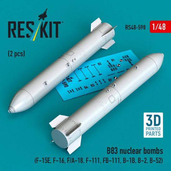 Reskit Rs48-0590 1/48 B83 Nuclear Bombs 2 Pcs Resin Kit Reskit Rs48-0590 1/48 B83 Nuclear Bombs 2 Pcs Resin Kit