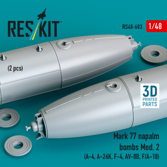 Reskit Rs48-0603 1/48 Mark 77 Napalm Bombs Mod. 2 2pcs Resin Kit