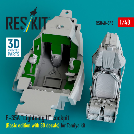 Reskit Rsu48-0545 1/48 F-35a Lightning Ii Cockpit Basic Edition With 3d Decals For Tamiya Kit Reskit Rsu48-0545 1/48 F-35a Lightning Ii Cockpit Basic Edition With 3d Decals For Tamiya Kit