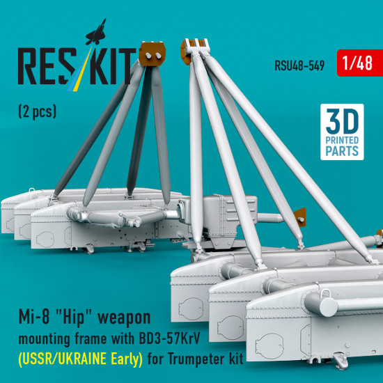 Reskit Rsu48-0549 1/48 Mi-8 Hip Weapon Mounting Frame With Bd3-57krv For Trumpeter Kit Ussr/Ukraine Early 2 Pcs