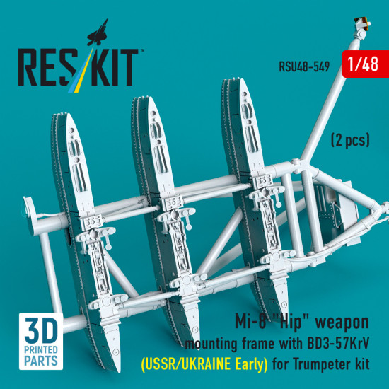 Reskit Rsu48-0549 1/48 Mi-8 Hip Weapon Mounting Frame With Bd3-57krv For Trumpeter Kit Ussr/Ukraine Early 2 Pcs