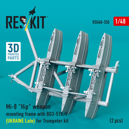 Reskit Rsu48-0550 1/48 Mi-8 Hip Weapon Mounting Frame With Bd3-57krv For Trumpeter Kit Ukraine Late 2 Pcs