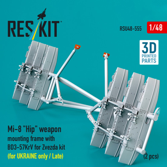 Reskit Rsu48-0555 1/48 Mi-8 Hip Weapon Mounting Frame With Bd3-57krv For Zvezda Kit For Ukraine Only / Late 2 Pcs