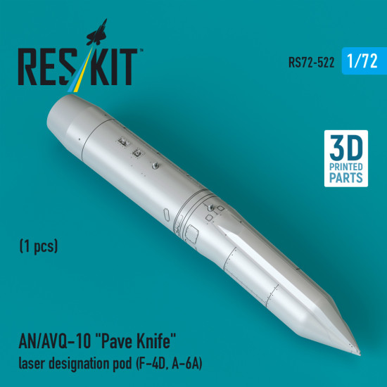 Reskit Rs72-0522 1/72 An/Avq-10 Pave Knife Laser Designation Pod 1 Pcs F-4d A-6a Reskit Rs72-0522 1/72 An/Avq-10 Pave Knife Laser Designation Pod 1 Pcs F-4d A-6a