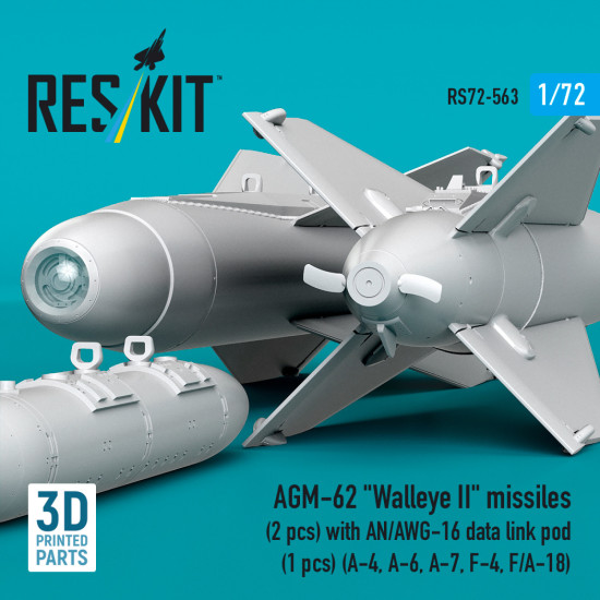 Reskit Rs72-0563 1/72 Agm-62 Walleye Ii Missiles 2 Pcs With An/Awg-16 Data Link Pod 1 Pcs Reskit Rs72-0563 1/72 Agm-62 Walleye Ii Missiles 2 Pcs With An/Awg-16 Data Link Pod 1 Pcs