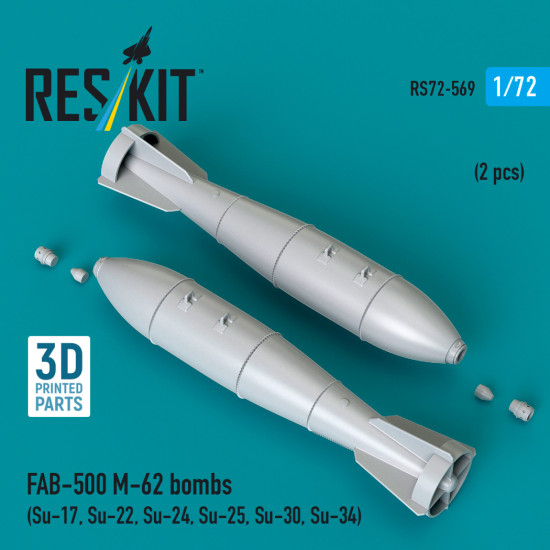 Reskit Rs72-0569 1/72 Fab-500 M-62 Bombs 2 Pcs Resin Kit Reskit Rs72-0569 1/72 Fab-500 M-62 Bombs 2 Pcs Resin Kit