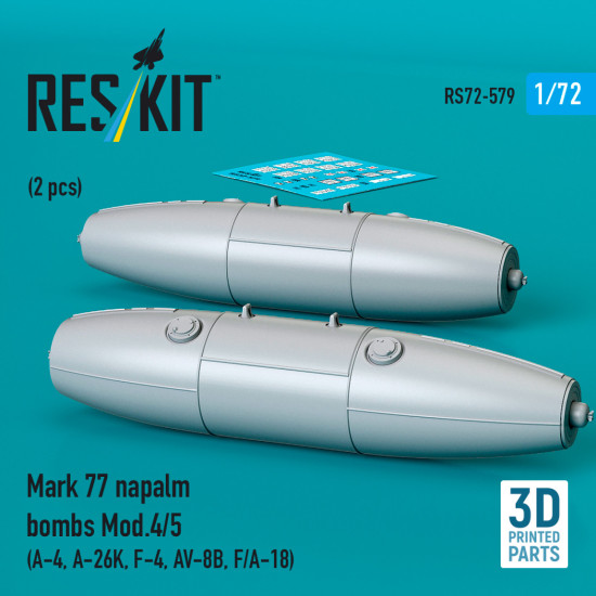 Reskit Rs72-0579 1/72 Mark 77 Napalm Bombs Mod.4/5 2pcs Resin Kit Reskit Rs72-0579 1/72 Mark 77 Napalm Bombs Mod.4/5 2pcs Resin Kit