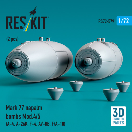 Reskit Rs72-0579 1/72 Mark 77 Napalm Bombs Mod.4/5 2pcs Resin Kit Reskit Rs72-0579 1/72 Mark 77 Napalm Bombs Mod.4/5 2pcs Resin Kit