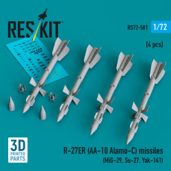 Reskit Rs72-0581 1/72 R-27er Aa-10 Alamo-c Missiles 4 Pcs Resin Kit