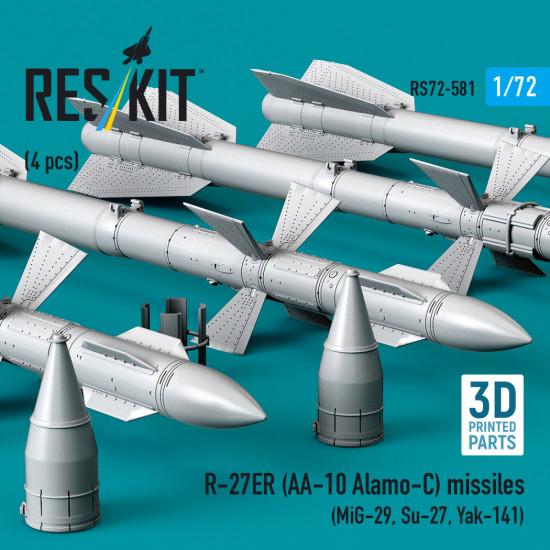 Reskit Rs72-0581 1/72 R-27er Aa-10 Alamo-c Missiles 4 Pcs Resin Kit Reskit Rs72-0581 1/72 R-27er Aa-10 Alamo-c Missiles 4 Pcs Resin Kit