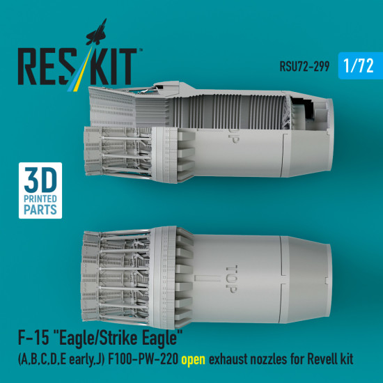 Reskit RSU72-0299 1/72 F‑15 Eagle/Strike Eagle A, B, C, D, E early, J F100-PW-220 open exhaust nozzles for Revell kit Reskit RSU72-0299 1/72 F‑15 Eagle/Strike Eagle A, B, C, D, E early, J F100-PW-220 open exhaust nozzles for Revell kit
