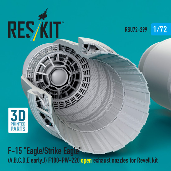 Reskit RSU72-0299 1/72 F‑15 Eagle/Strike Eagle A, B, C, D, E early, J F100-PW-220 open exhaust nozzles for Revell kit Reskit RSU72-0299 1/72 F‑15 Eagle/Strike Eagle A, B, C, D, E early, J F100-PW-220 open exhaust nozzles for Revell kit