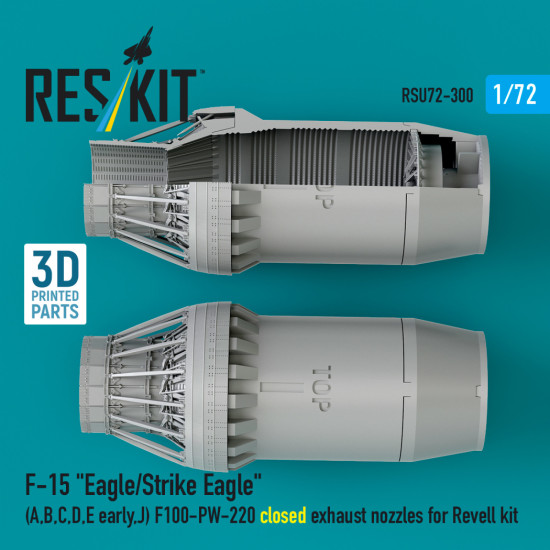 Reskit RSU72-0300 1/72 F‑15 Eagle/Strike Eagle A, B, C, D, E early, J F100-PW-220 closed exhaust nozzles for Revell kit Reskit RSU72-0300 1/72 F‑15 Eagle/Strike Eagle A, B, C, D, E early, J F100-PW-220 closed exhaust nozzles for Revell kit
