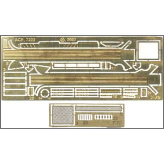 Photoetched set for light tank T-70 from UM 1/72 ACE pe7222