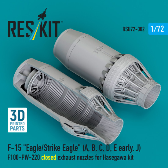 Reskit RSU72-0302 1/72 F‑15 Eagle/Strike Eagle A, B, C, D, E early J F100-PW-220 closed exhaust nozzles for Hasegawa kit Reskit RSU72-0302 1/72 F‑15 Eagle/Strike Eagle A, B, C, D, E early J F100-PW-220 closed exhaust nozzles for Hasegawa kit