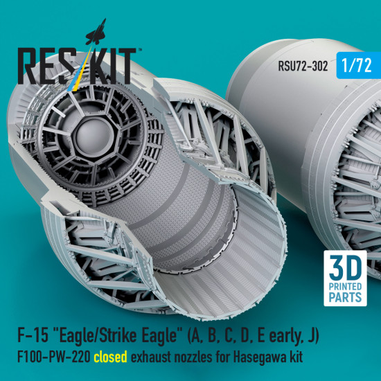 Reskit RSU72-0302 1/72 F‑15 Eagle/Strike Eagle A, B, C, D, E early J F100-PW-220 closed exhaust nozzles for Hasegawa kit Reskit RSU72-0302 1/72 F‑15 Eagle/Strike Eagle A, B, C, D, E early J F100-PW-220 closed exhaust nozzles for Hasegawa kit