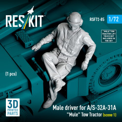 Reskit Rsf72-0085 1/72 Male Driver For A/S-32a-31a Mule Tow Tractor Scene 1 1pcs
