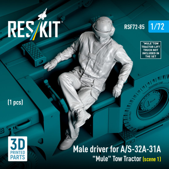 Reskit Rsf72-0085 1/72 Male Driver For A/S-32a-31a Mule Tow Tractor Scene 1 1pcs