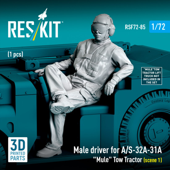 Reskit Rsf72-0085 1/72 Male Driver For A/S-32a-31a Mule Tow Tractor Scene 1 1pcs
