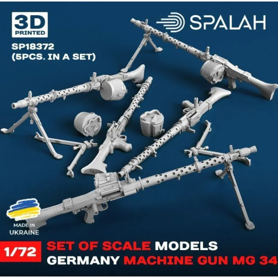 Spalah 18372 1/72 Set Of Scale Models Machine Gun Mg-34 5 Pcs Resin Model Spalah 18372 1/72 Set Of Scale Models Machine Gun Mg-34 5 Pcs Resin Model