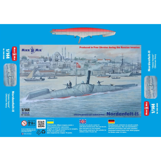 Mikro Mir 144-040 1/144 Nordenfelt 2 Steam-powered Submarine Plastic Model Kit Mikro Mir 144-040 1/144 Nordenfelt 2 Steam-powered Submarine Plastic Model Kit