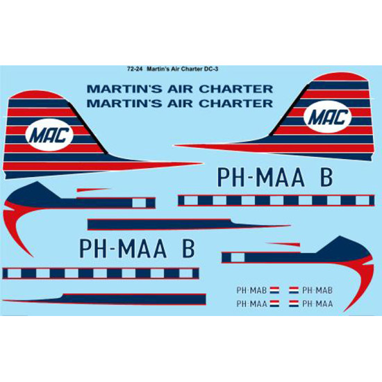 26decals 72-24 1/72 Martins Air Charter Douglas Dc-3 Decal For Aircraft