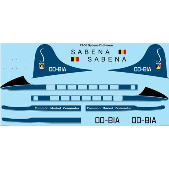 26decals 72-36 1/72 Sabena Heron Decal For Aircraft
