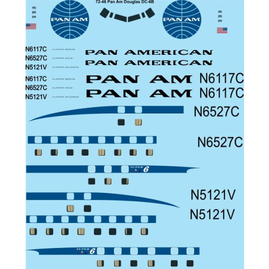 26decals 72-46 1/72 Pan Am Douglas Dc-6b Decal For Aircraft