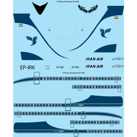 26decals 72-58 1/72 Iran Air Boeing 707-320c Laser Decal For Aircraft