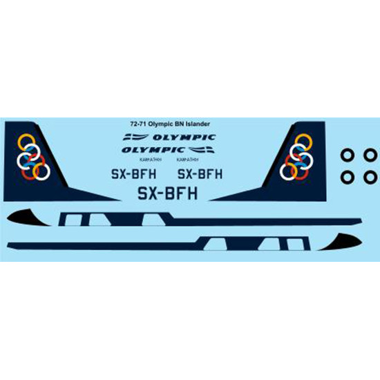 26decals 72-71 1/72 Olympic Islander Decal For Aircraft