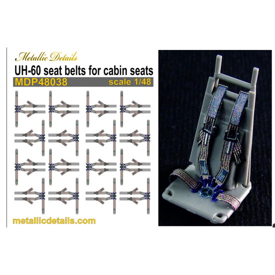Metallic Details Mdp48038 1/48 Cabin Seatbelt For Uh-60 Black Hawk Set For 15 Seats