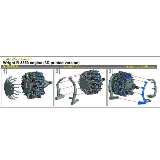 Metallic Details Mdr48282 1/48 Wright R-3350 Radial Engine 3d Printed Detail Set For B-29 Superfortress Lockheed Constellation B-32 Dominator Aircraft Models Metallic Details Mdr48282 1/48 Wright R-3350 Radial Engine 3d Printed Detail Set For B-29 Superfortress Lockheed Constellation B-32 Dominator Aircraft Models