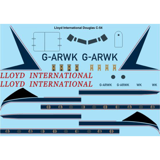 26decals 72-88 1/72 Lloyd International Douglas C-54 Decal For Aircraft