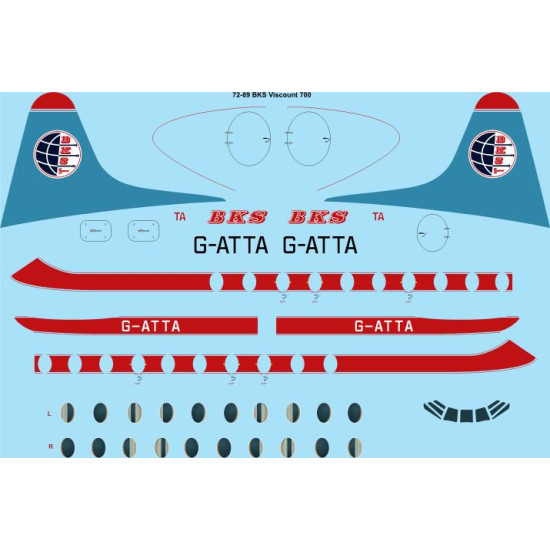26decals 72-89 1/72 Bks Viscount 700 Decal For Aircraft