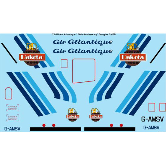 26decals 72-110 1/72 Decal Air Atlantique 50th Anniversary Douglas Dc-3