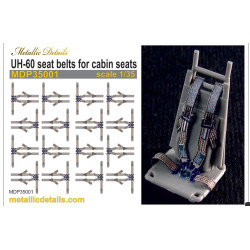 Metallic Details Mdp35001 1/35 3d Cabin Seatbelt Decals For Uh-60 Black Hawk Set For 15 Seats