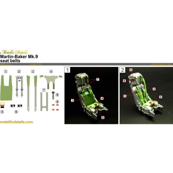 Metallic Details Mdp32033 1/32 3d Seatbelt Decals For Martin-baker Mk 9 Ejection Seat Set For 2 Seats Metallic Details Mdp32033 1/32 3d Seatbelt Decals For Martin-baker Mk 9 Ejection Seat Set For 2 Seats