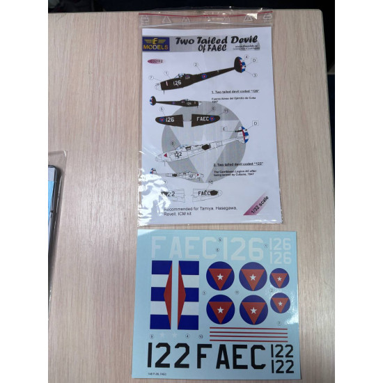 Lf Models C32112 1/32 P-38l Cuba 1947 Two Tailed Devil 2 Decal Options For Tamiya, Hasegawa, Revell, Icm Kit Lf Models C32112 1/32 P-38l Cuba 1947 Two Tailed Devil 2 Decal Options For Tamiya, Hasegawa, Revell, Icm Kit