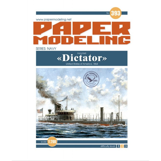 Orel393 1/200 Uss Dictator Country Usa 1864 Series Navy Paper Model Kit