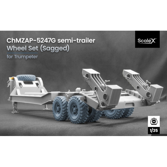 Scalex Wm-35029s 1/35 Chmzap-5247g Semi Trailer Sagged Wheel Set For Trumpeter