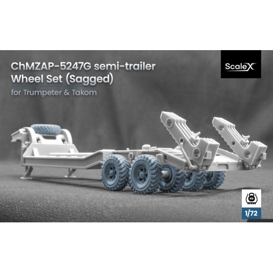 Scalex Wm-72007s 1/72 Chmzap-5247g Semi Trailer Sagged Wheel Set For Trumpeter Takom Scalex Wm-72007s 1/72 Chmzap-5247g Semi Trailer Sagged Wheel Set For Trumpeter Takom