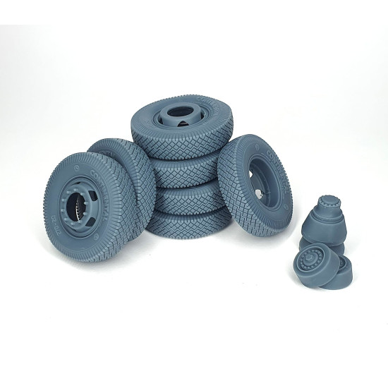 Pimp My Miniatures Afvs35-258 1/35 Mercedes L4500a Road Wheels Set With Spare Weighted Type 3 For Zvezda